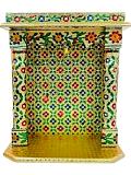 Traditional Golden Meenakari Plated Temple (Open) Medium - 14"
